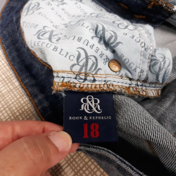 Rock Republic Kasandra Jeans Plus 18W Bootcut Distressed Medium Wash Blue Denim. - Picture 9 of 12